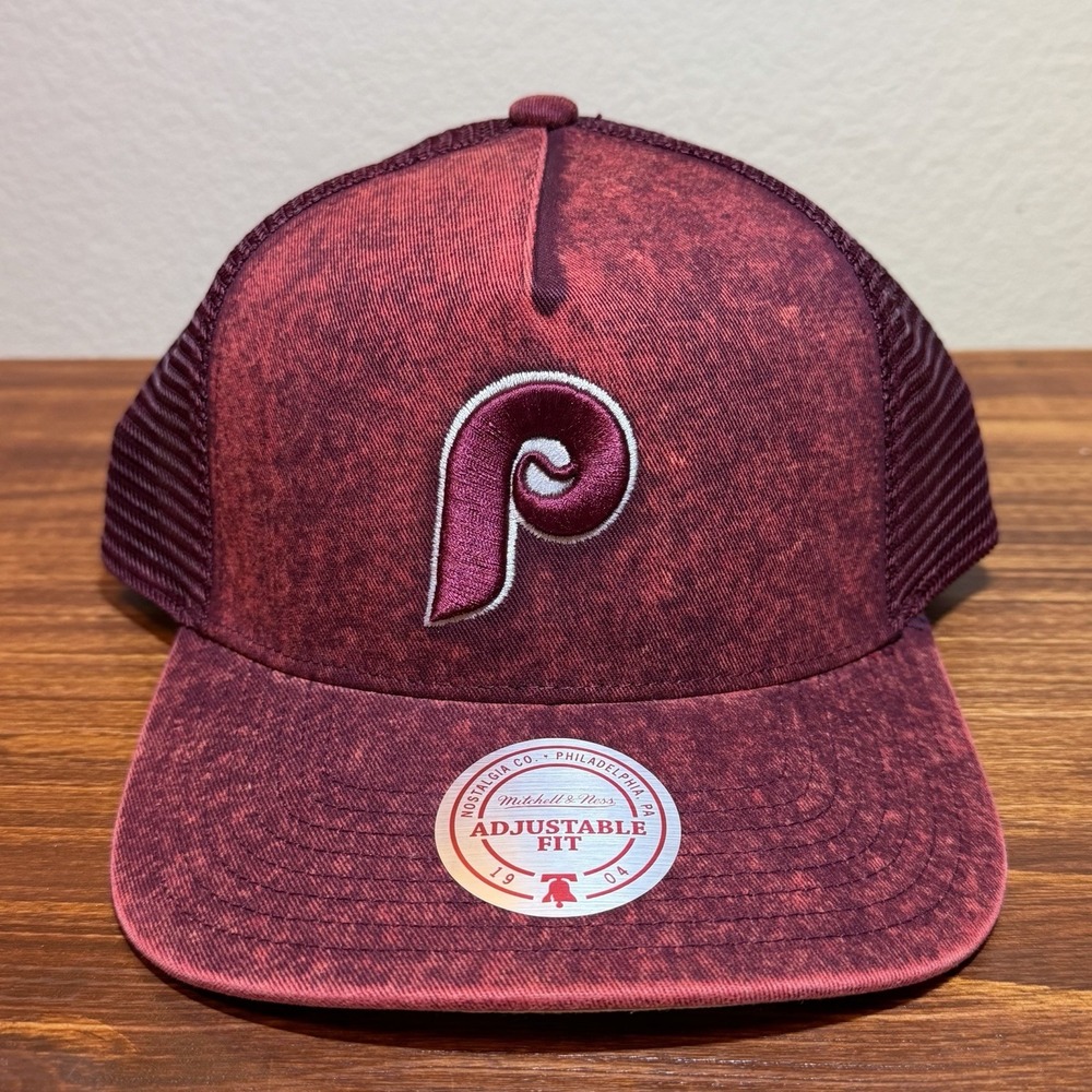 Mitchell & Ness Philadelphia Phillies Maroon Washed Out Trucker Snapback Hat Cap